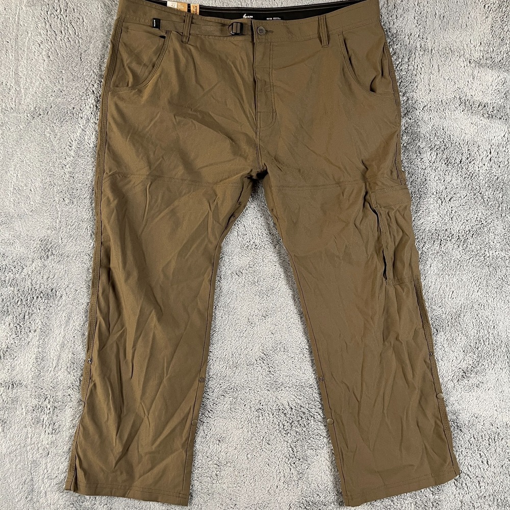 Prana Zion Slim Fit II Pants Men 42x28 Mud Cargo Belted Roll Up Stretch Outdoors